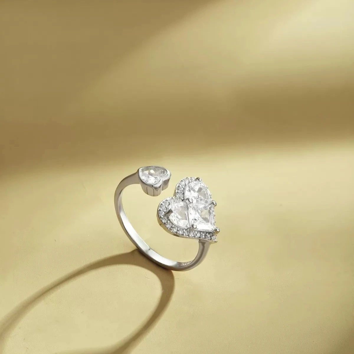 Double Heart Adjustable Ring