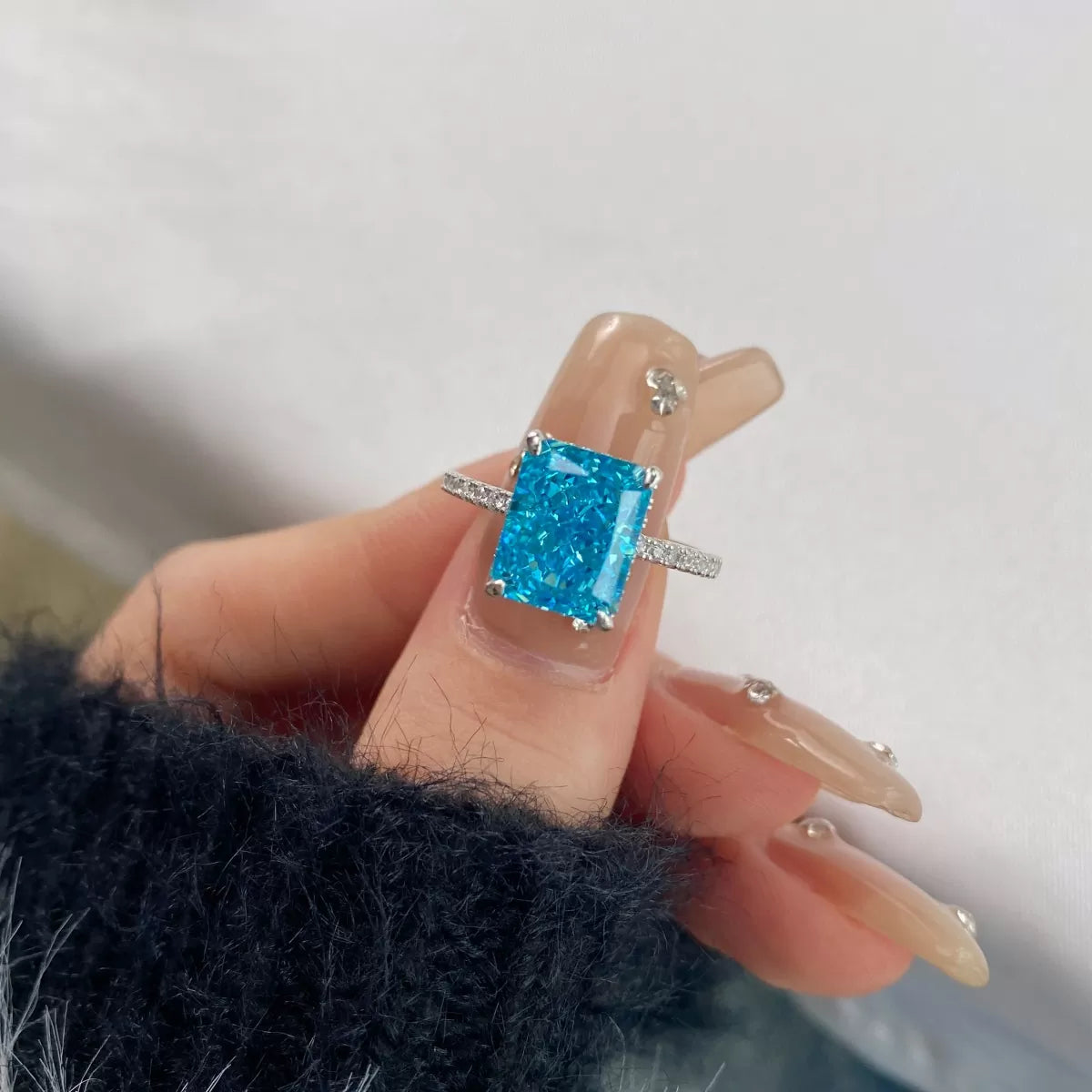 Aquamarine Diamond Ice Ring