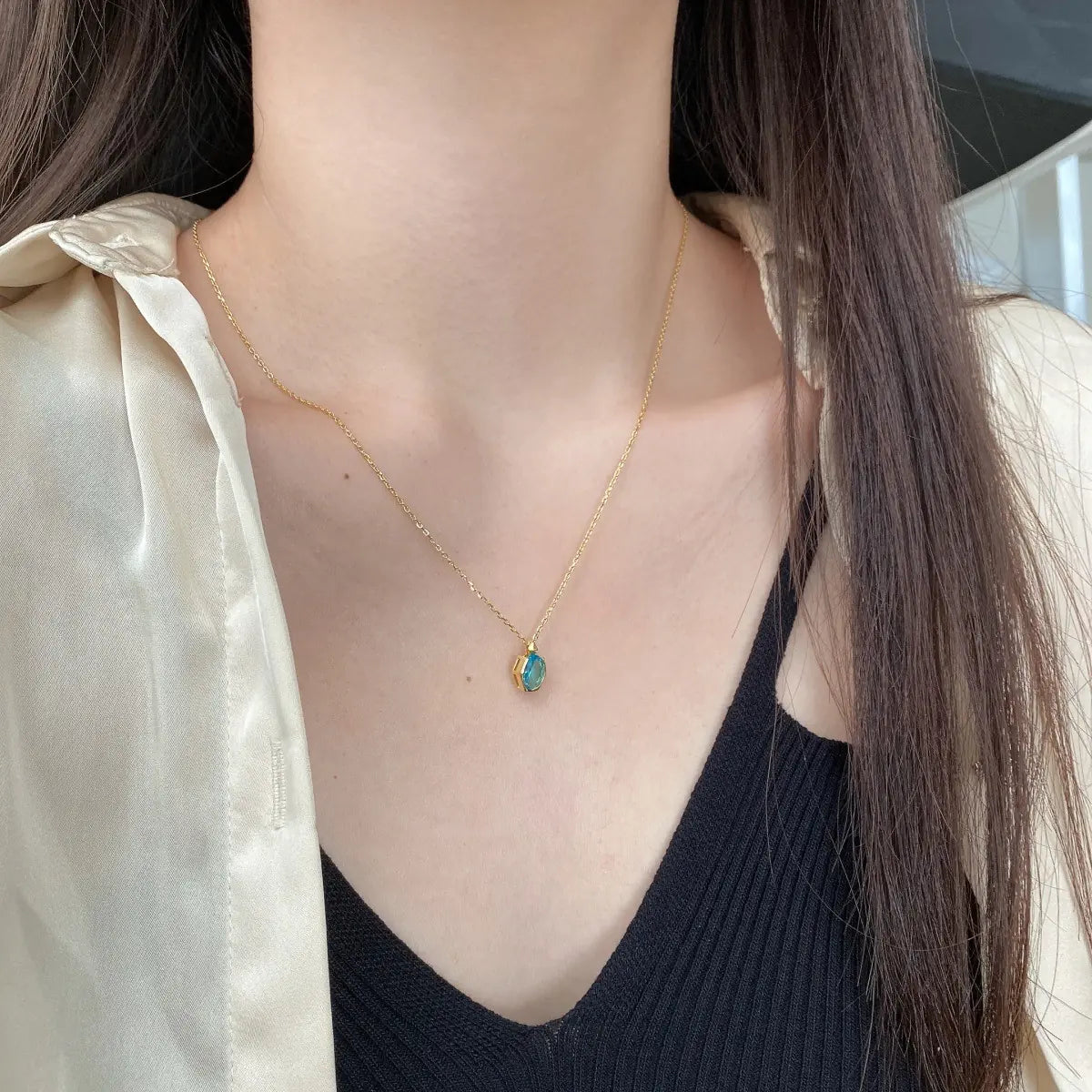 Azure Blue Aquamarine Necklace