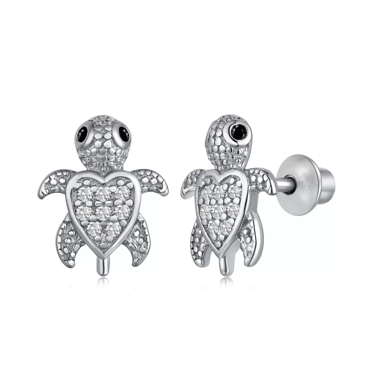 Crystal Turtle Stud Earrings