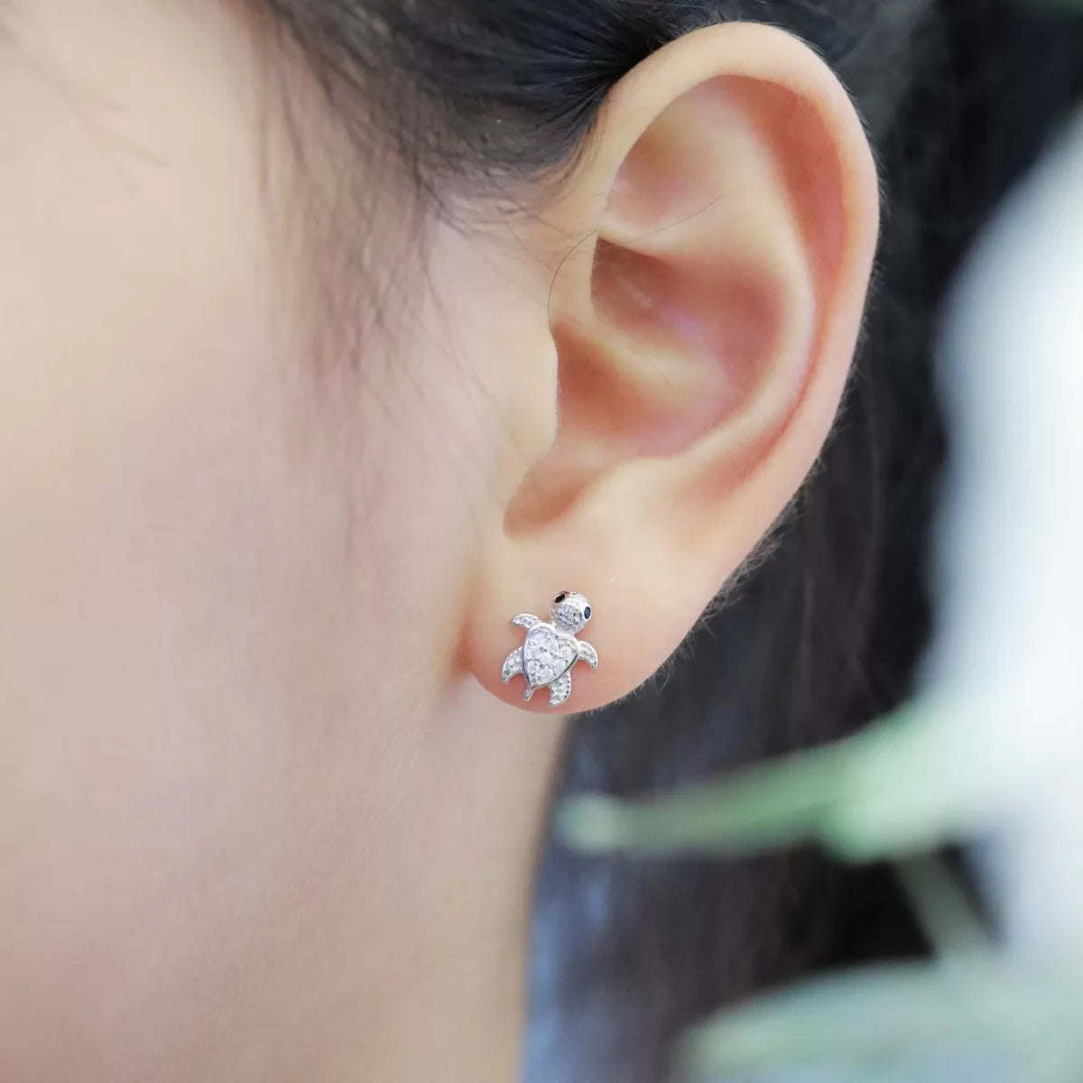 Crystal Turtle Stud Earrings