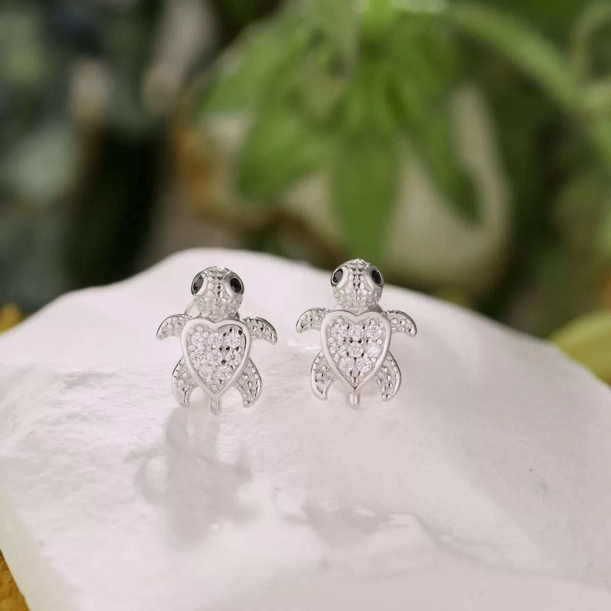 Crystal Turtle Stud Earrings