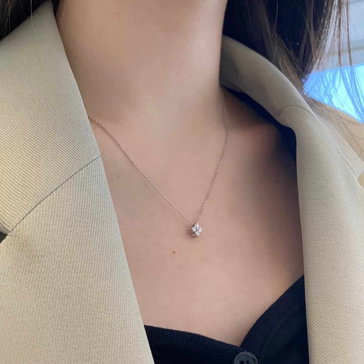 Dainty Diamond Flower Necklace