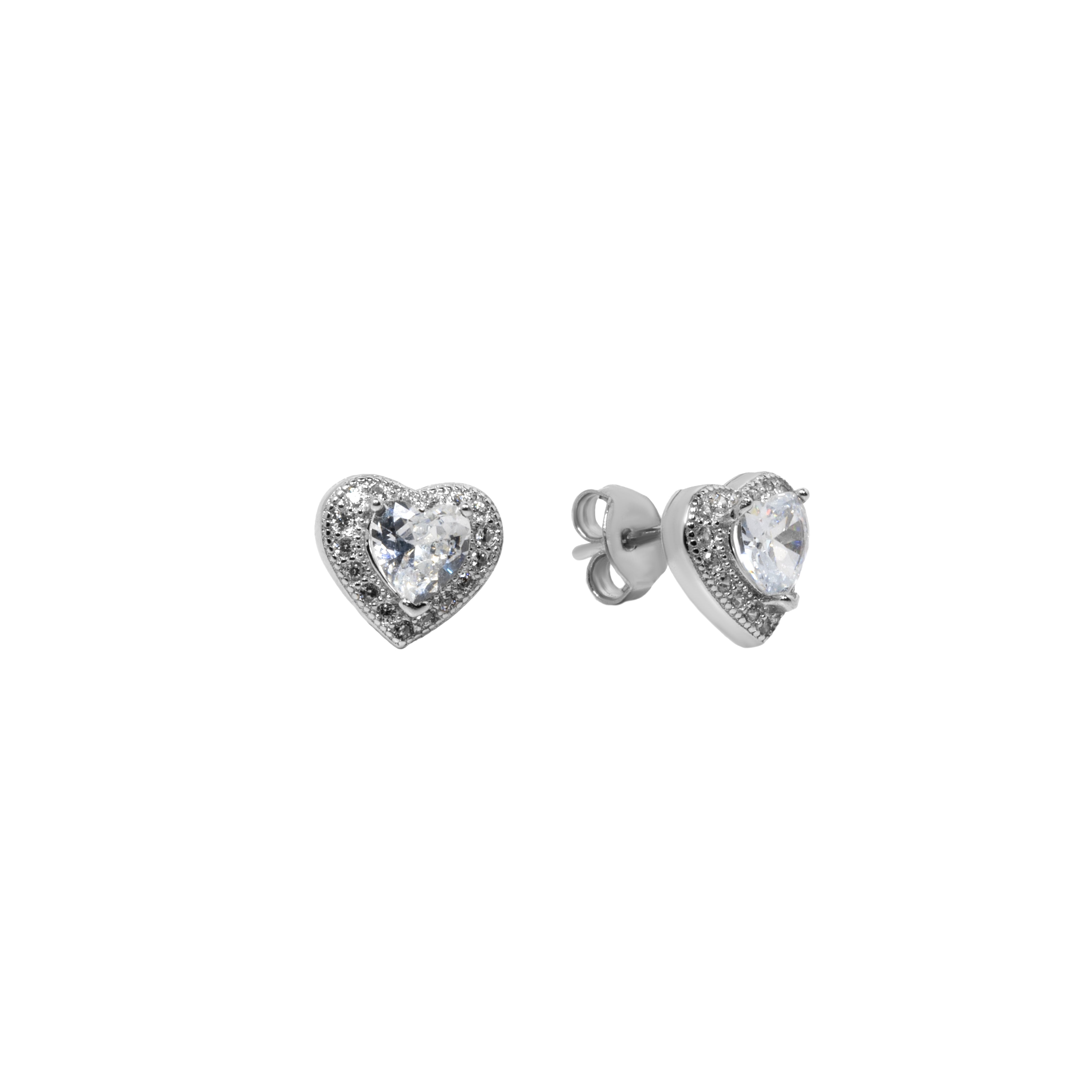 Love Heart Diamond Necklace & Earring Set