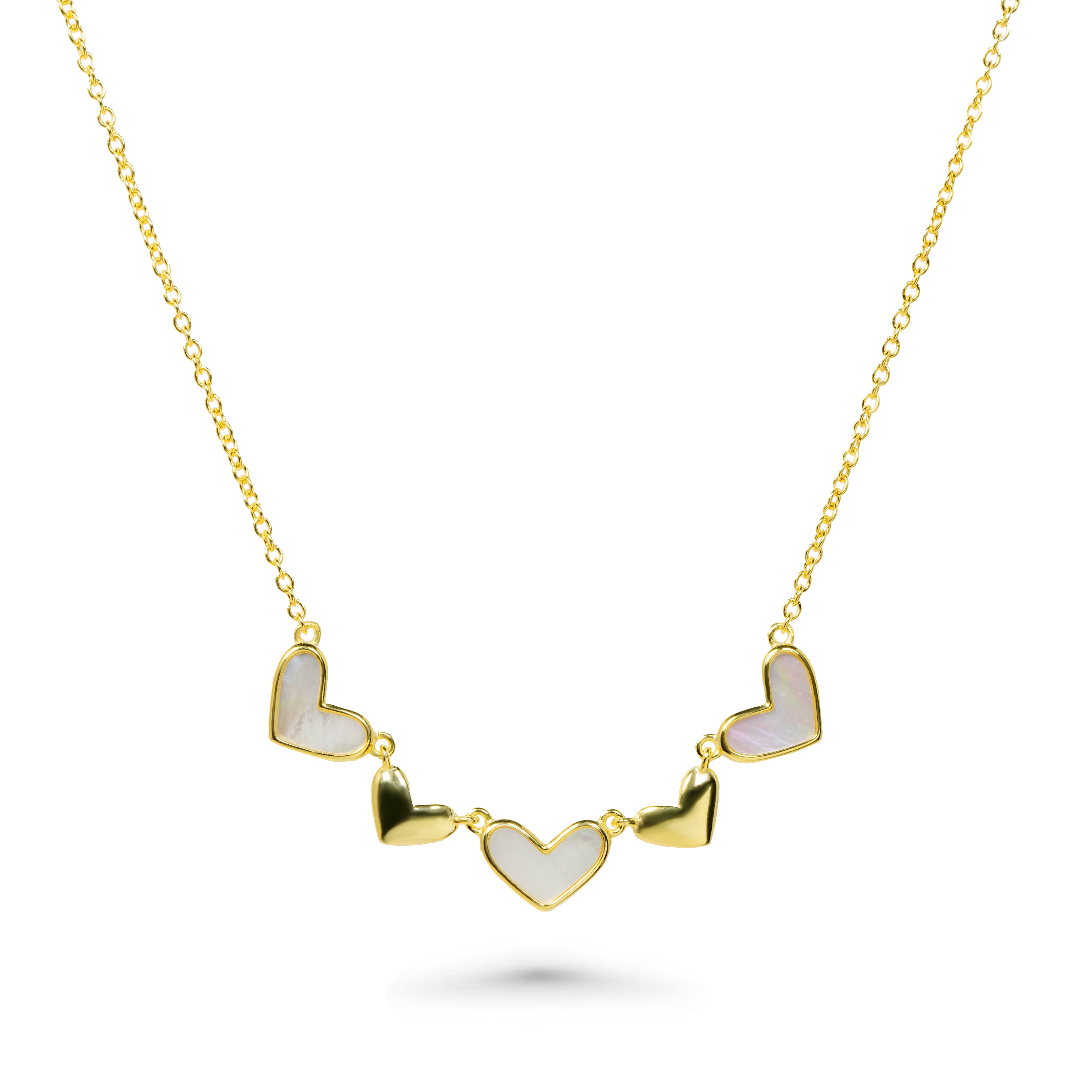 Golden Pearly Hearts Necklace