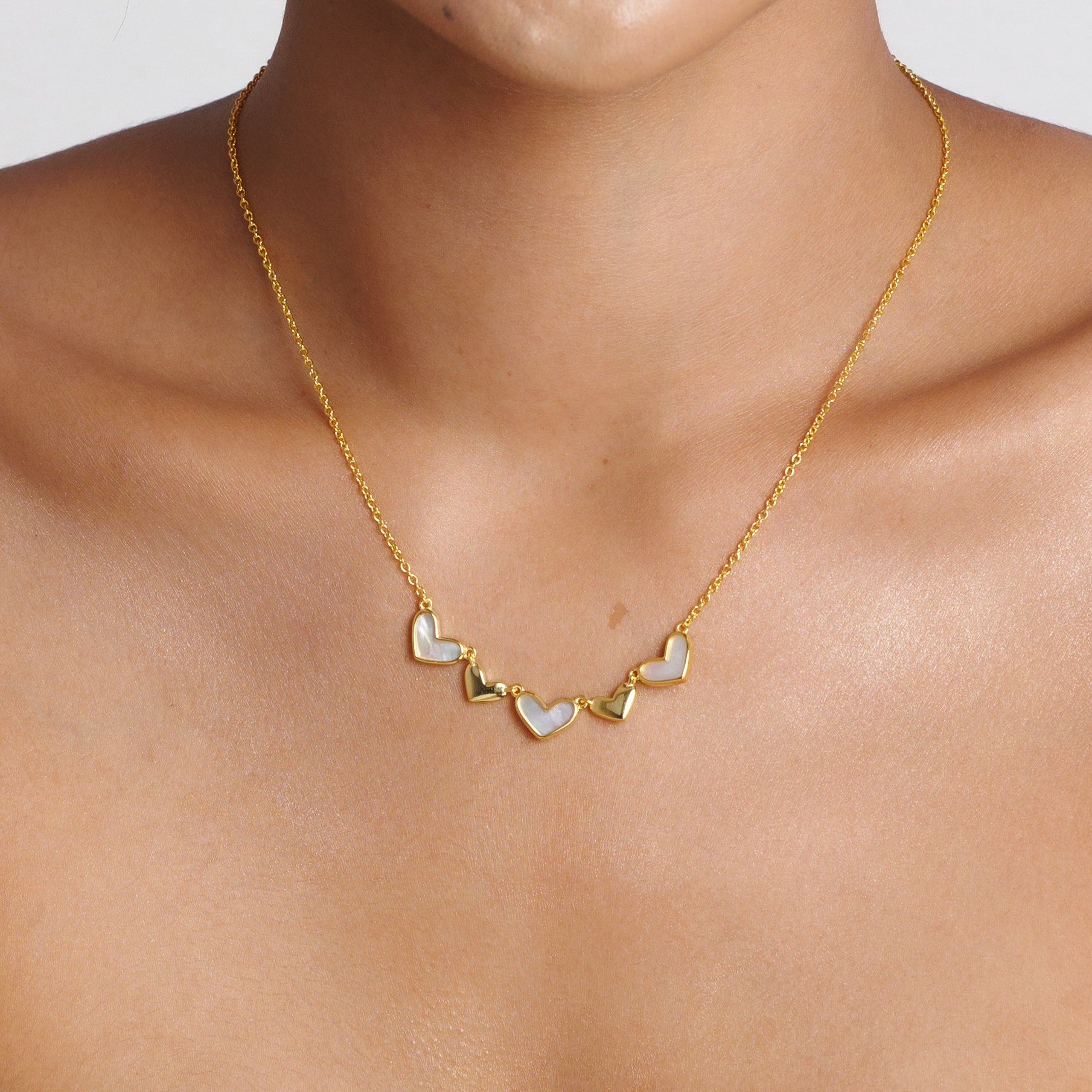 Golden Pearly Hearts Necklace