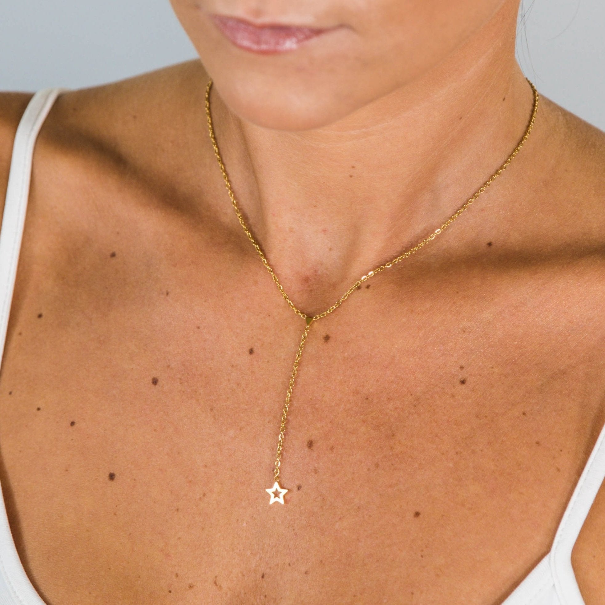 Golden Star Lariat Necklace