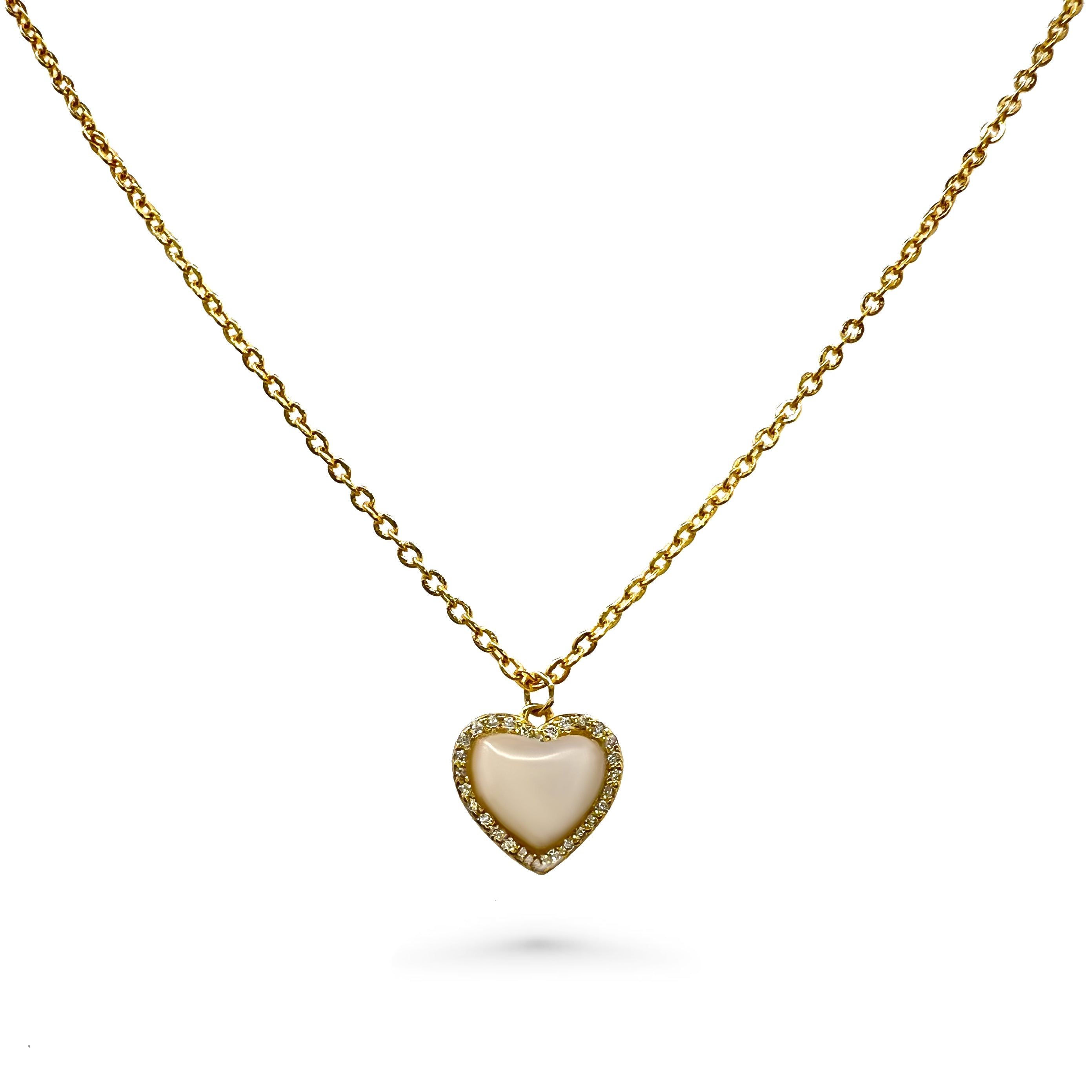 Gold Pearl Love Heart Necklace