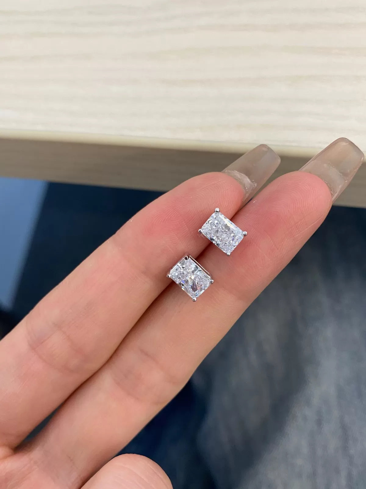 Mayfair Rectangle Crushed Diamond Studs