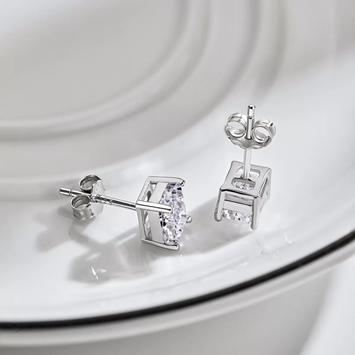 Mayfair Rectangle Crushed Diamond Studs