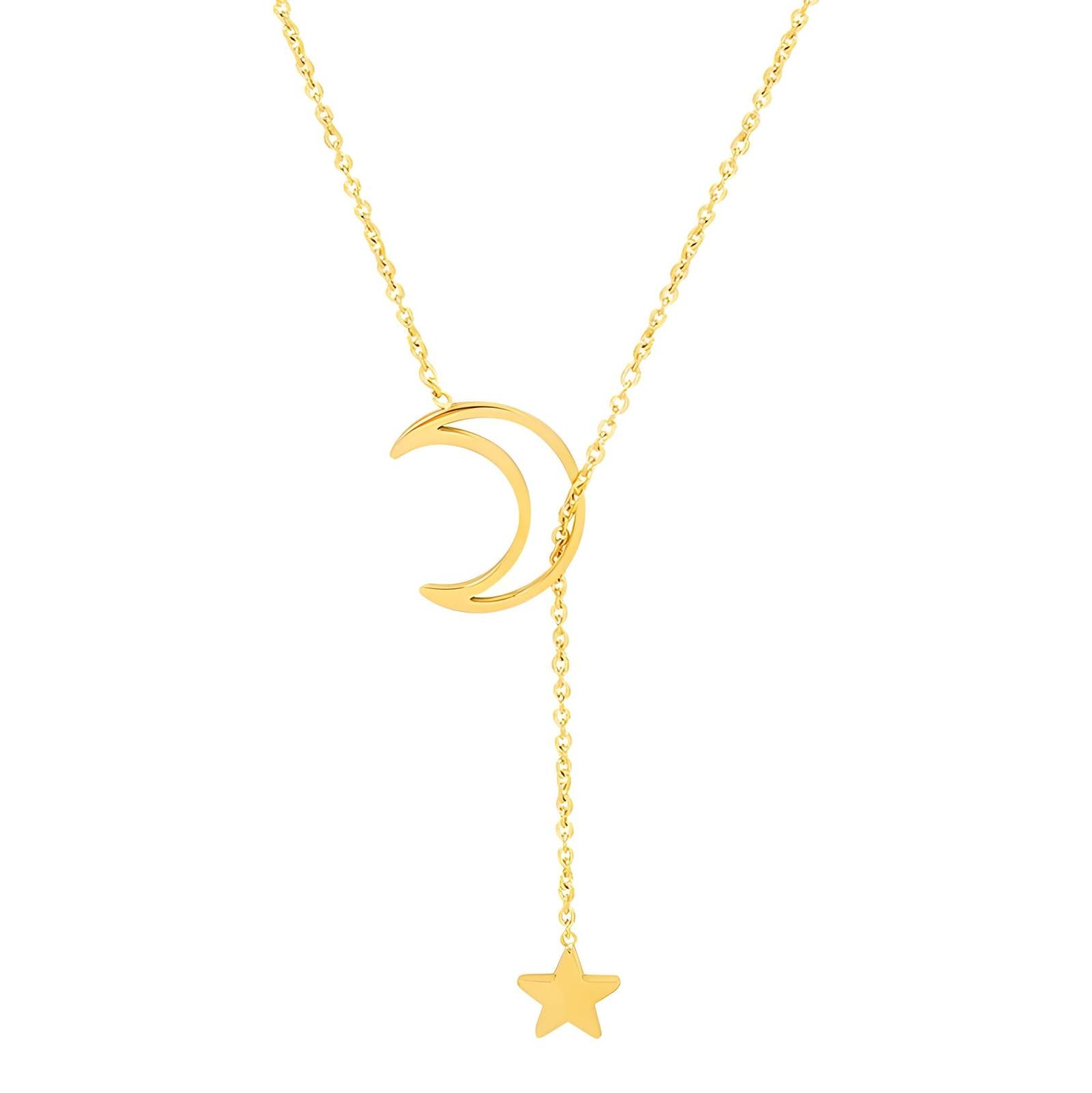 Celestrial Moon & Star Lariat Necklace