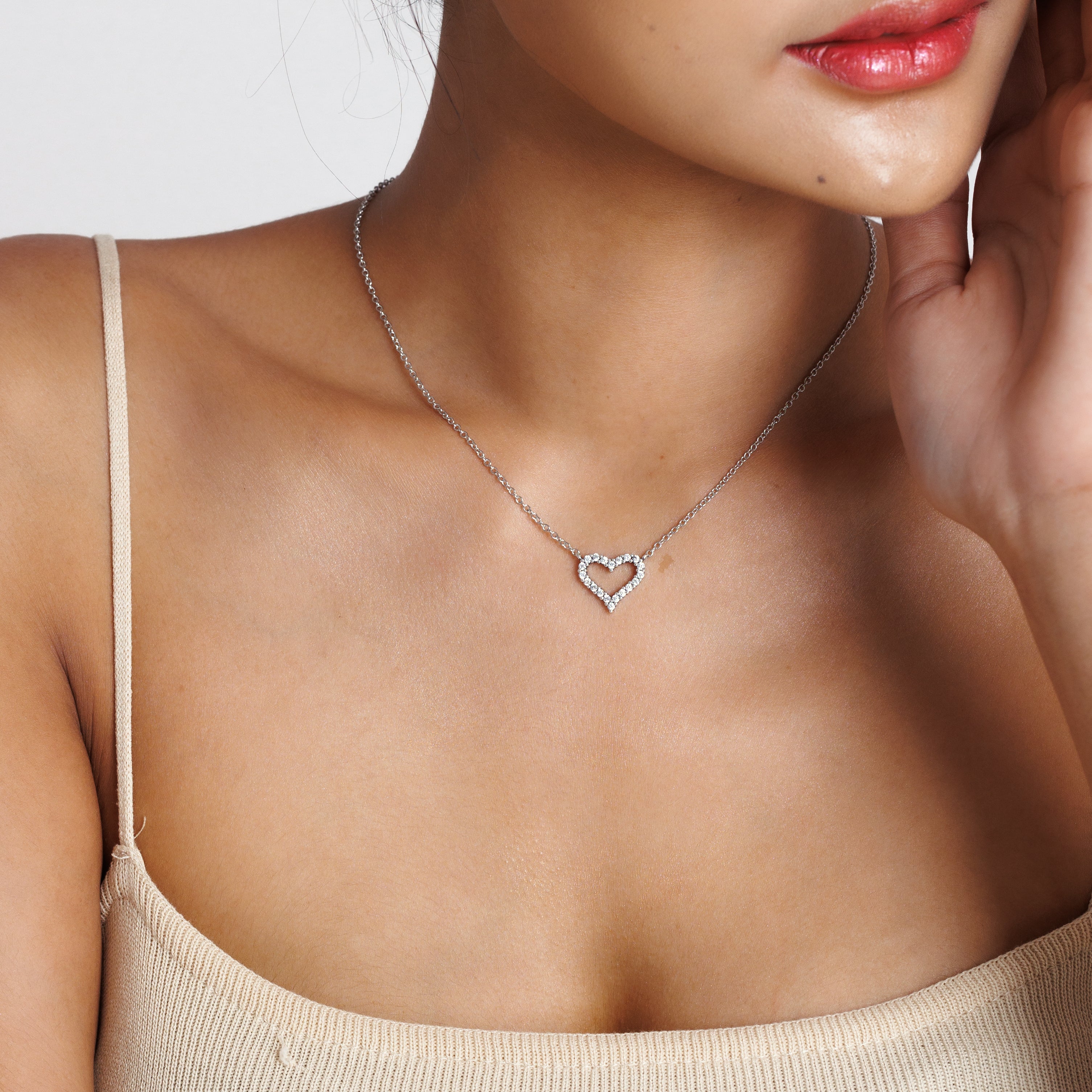 Open Heart Diamond Necklace