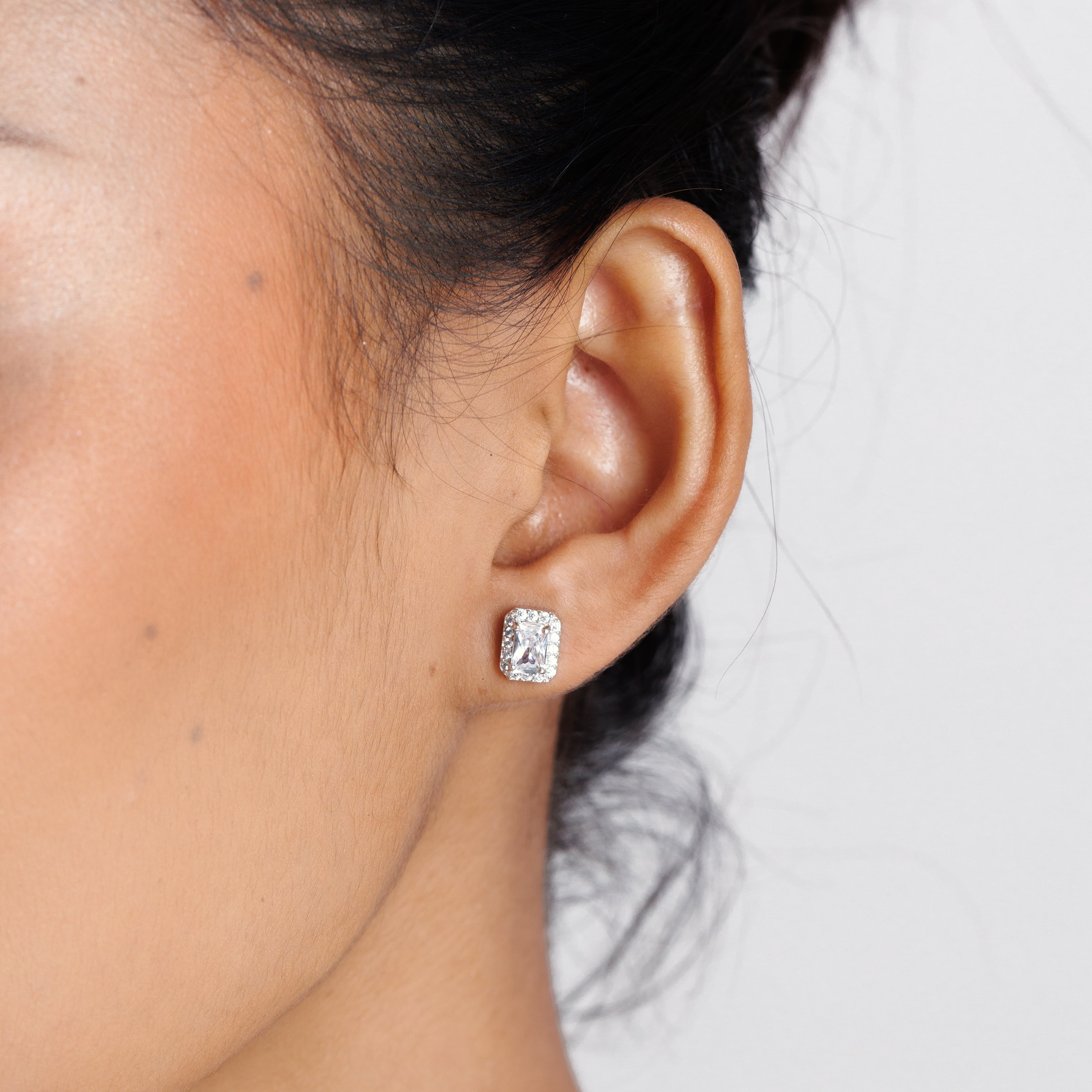Rectangle Diamond Earrings