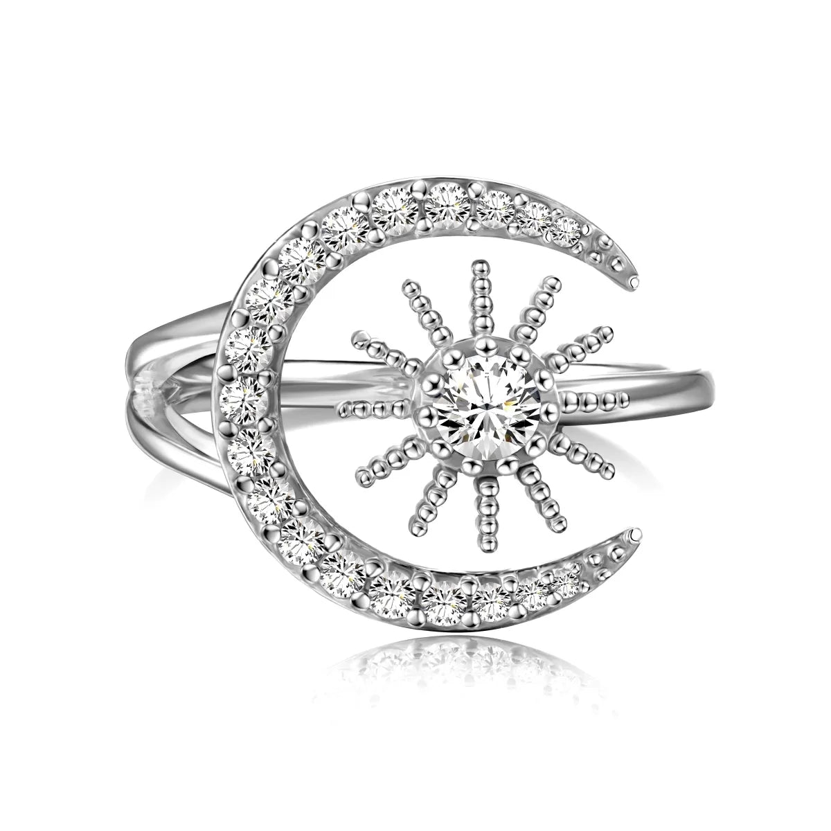 Silver Moon & Star Adjustable Ring