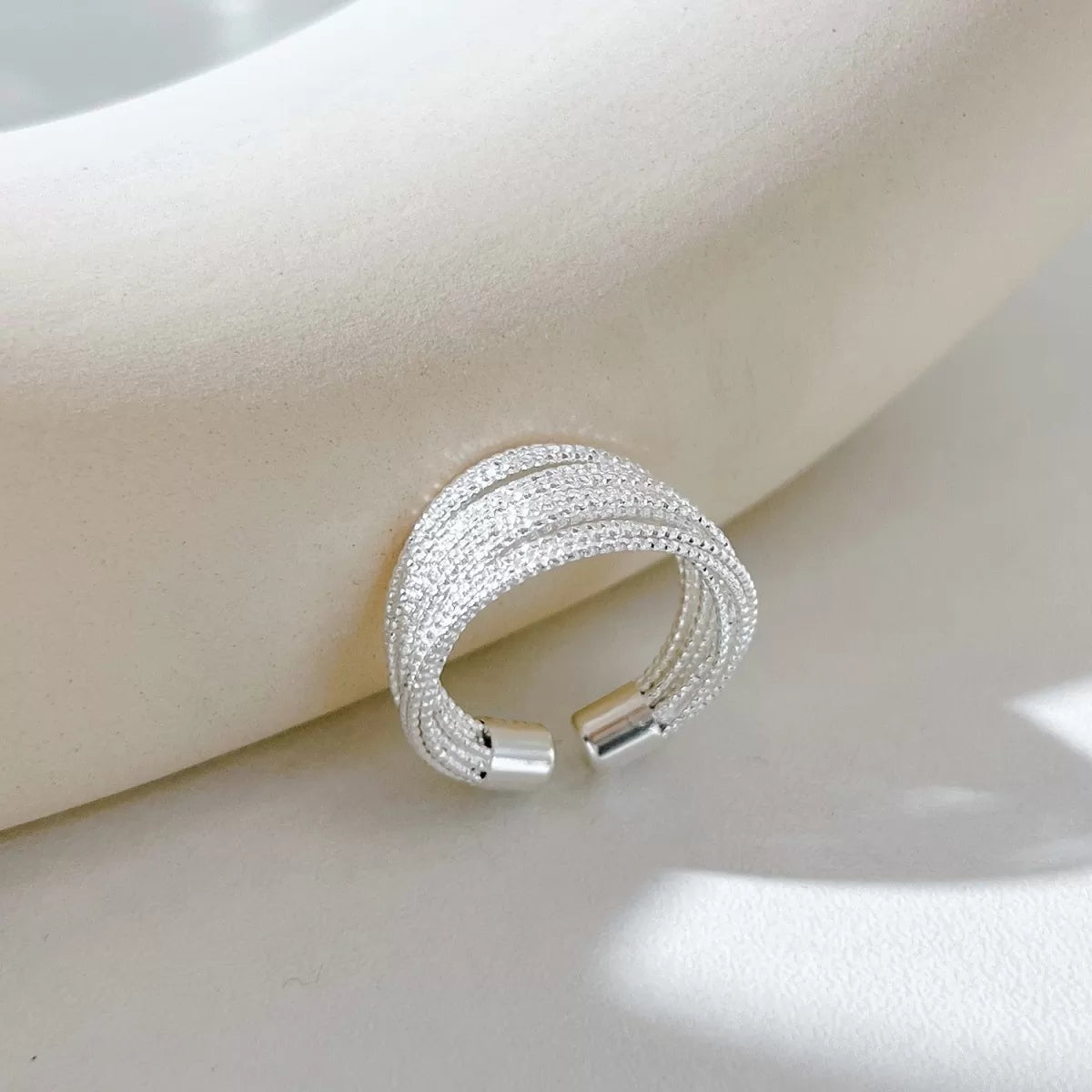 Silver Rope Adjustable Ring