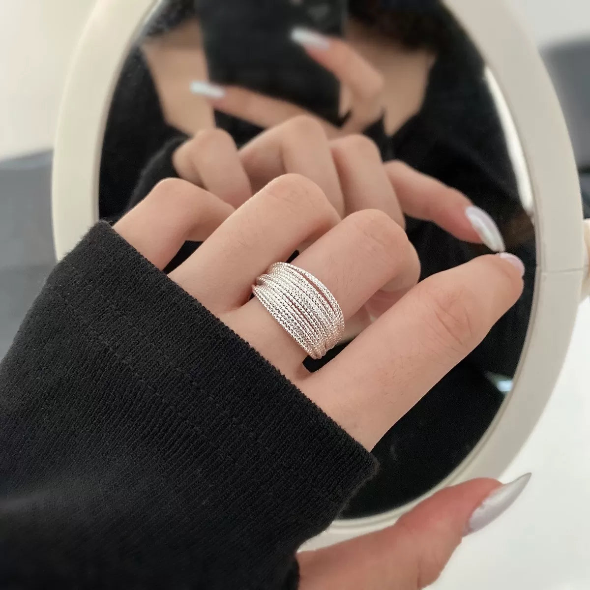 Silver Rope Adjustable Ring