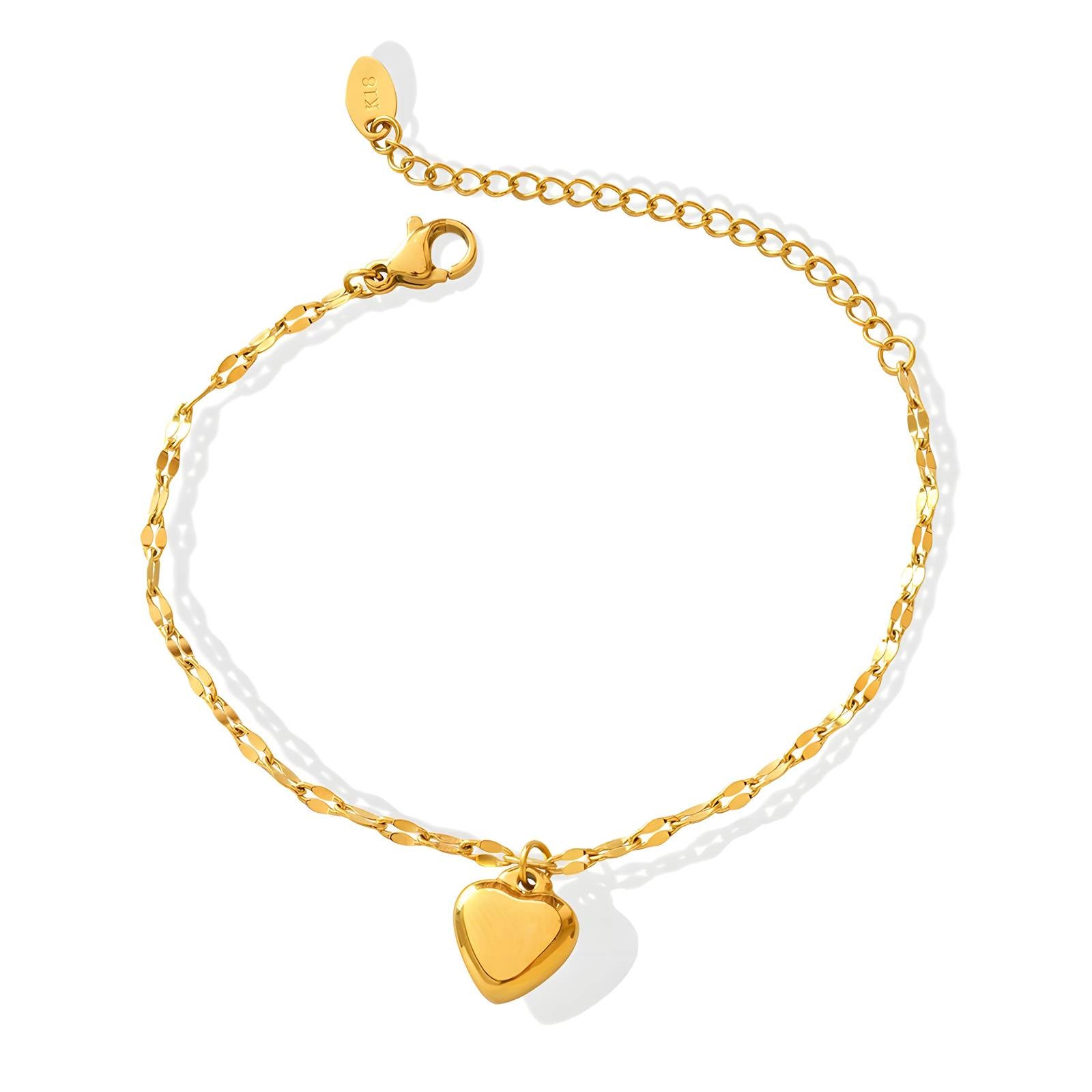Dainty Gold Love Heart Bracelet