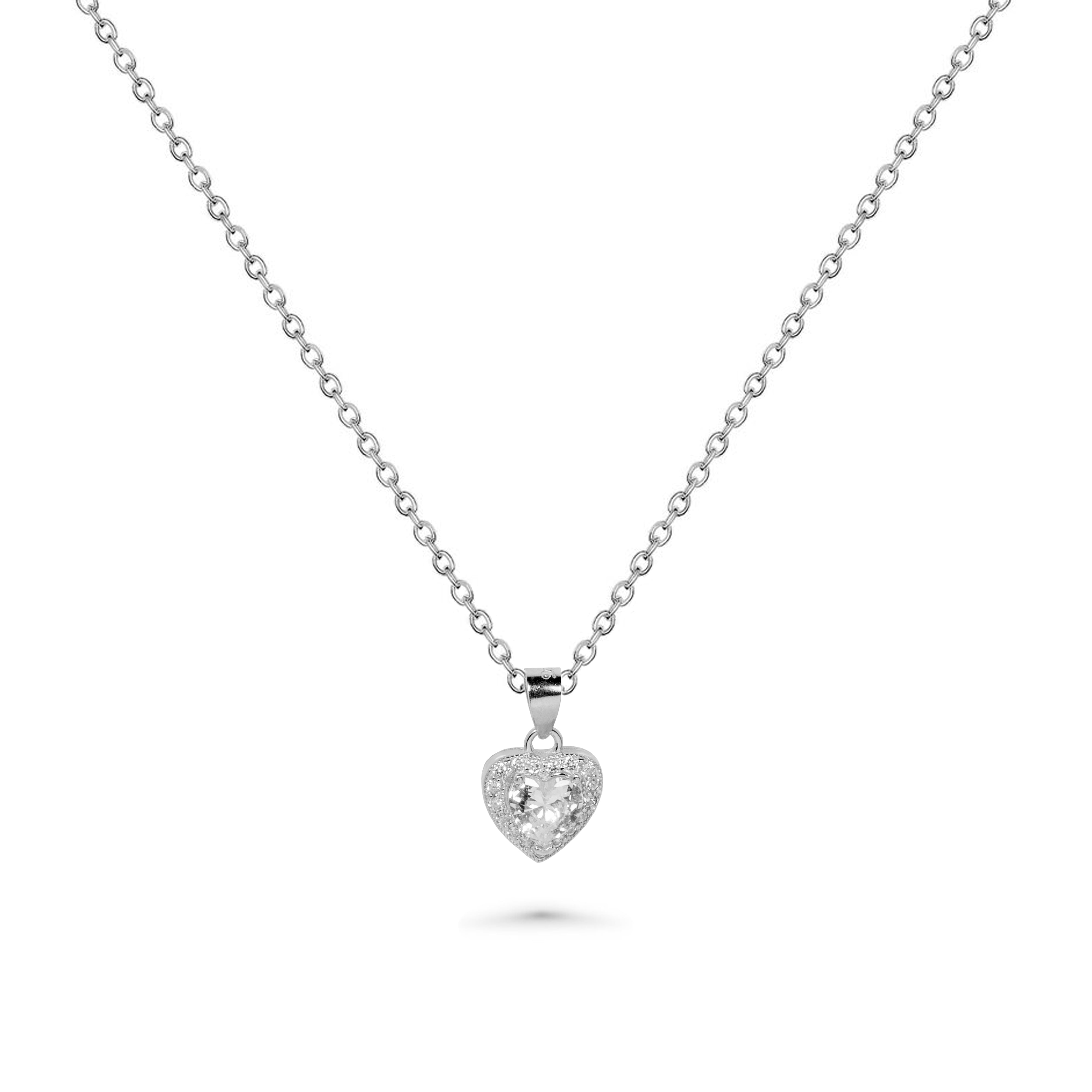 Love Heart Diamond Necklace & Earring Set