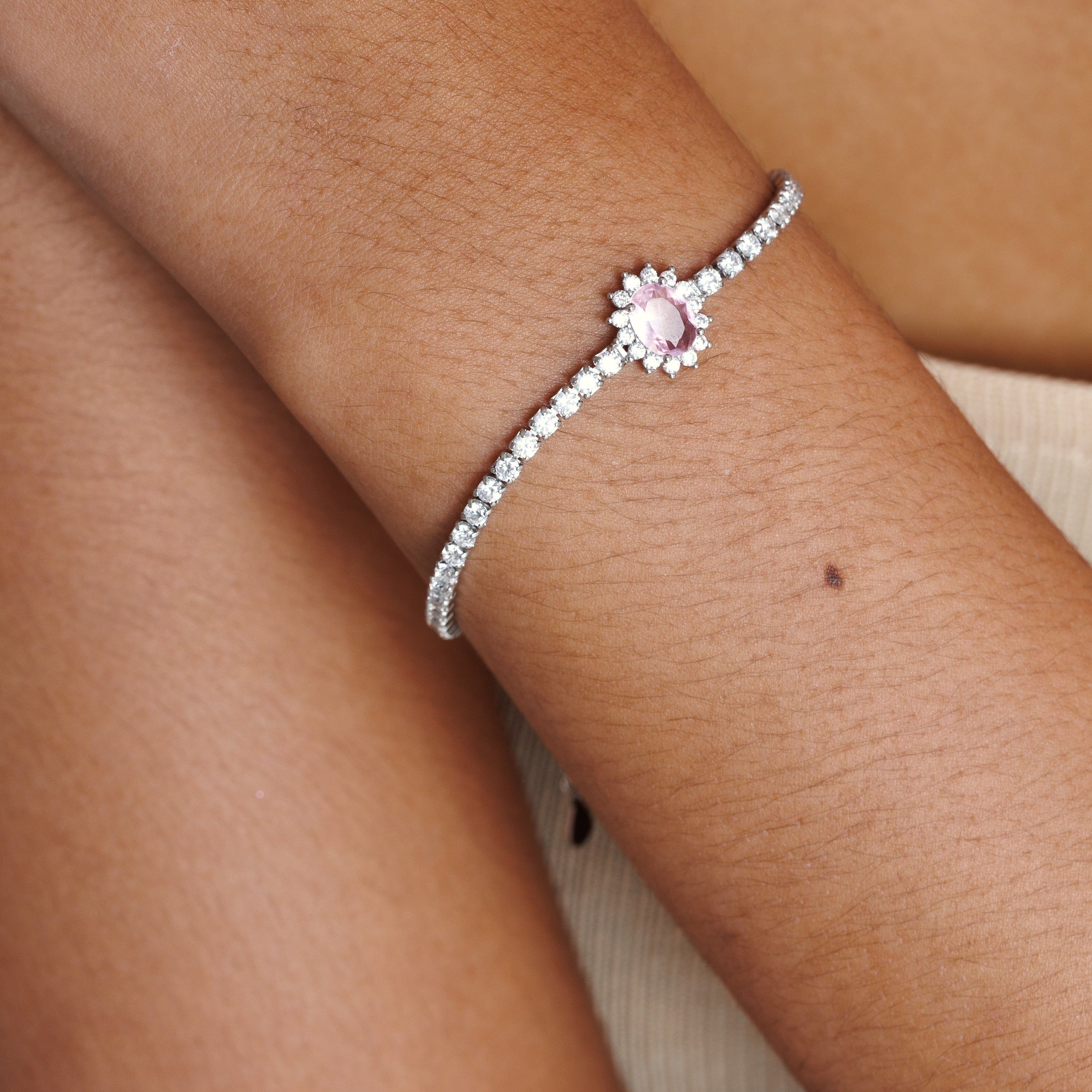 Tennis Bracelet Pink Gemstone