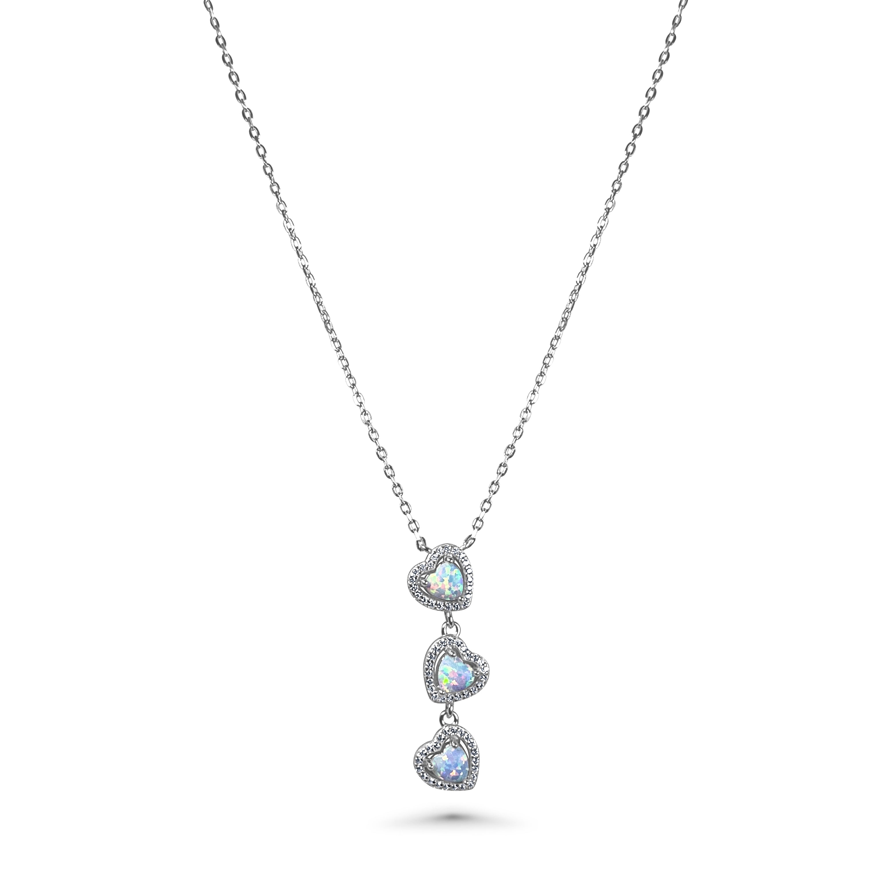 White Opal Love Heart Necklace