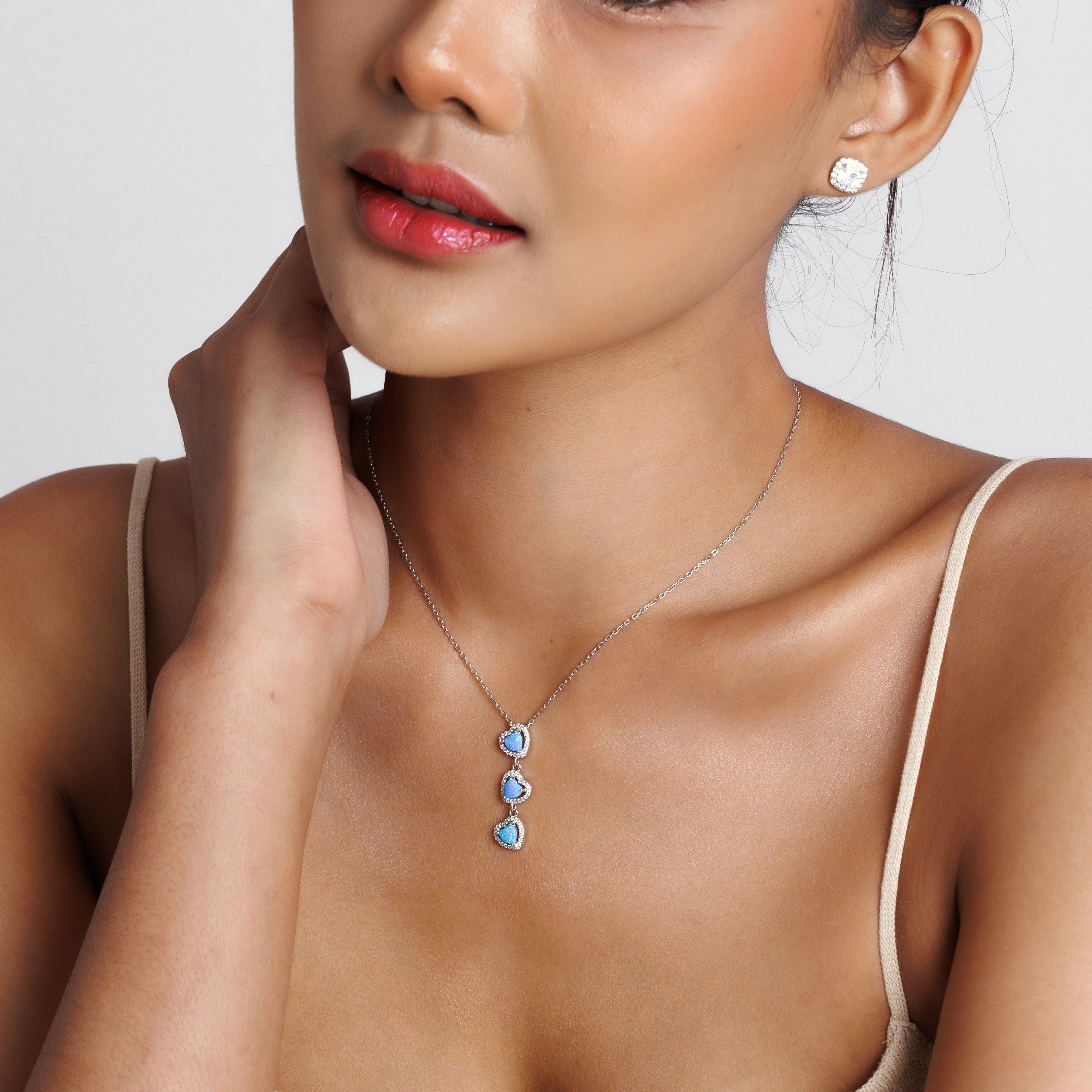 Blue Opal Love Heart Necklace