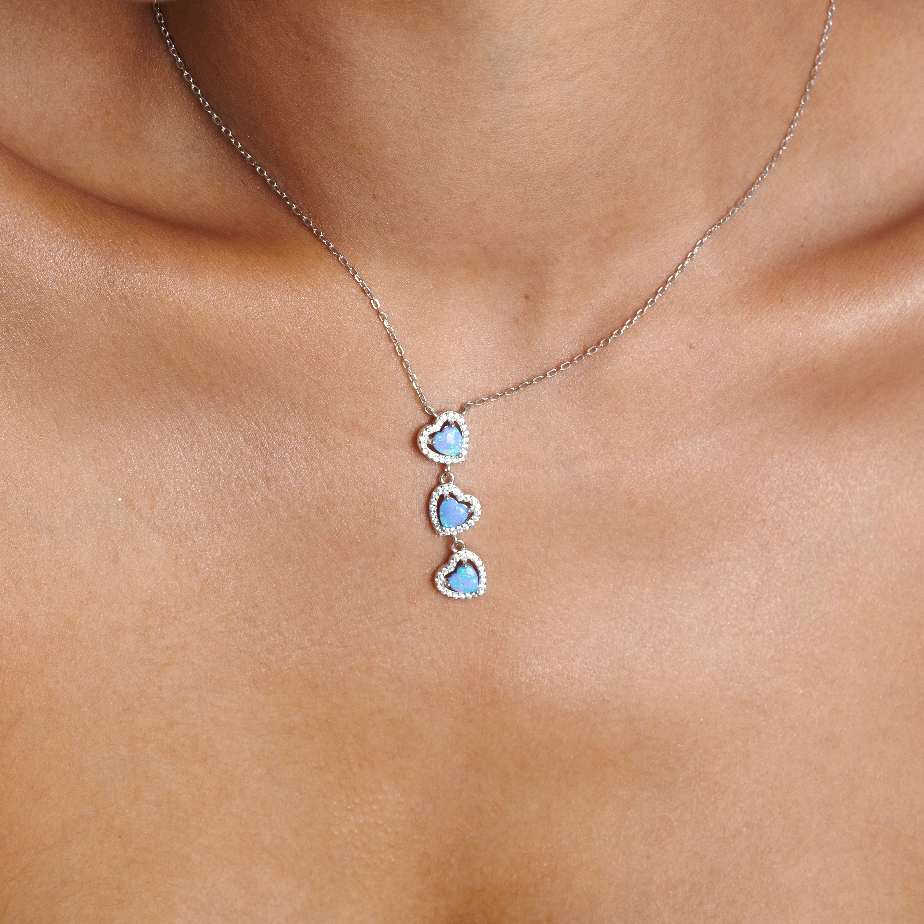 Blue Opal Love Heart Necklace