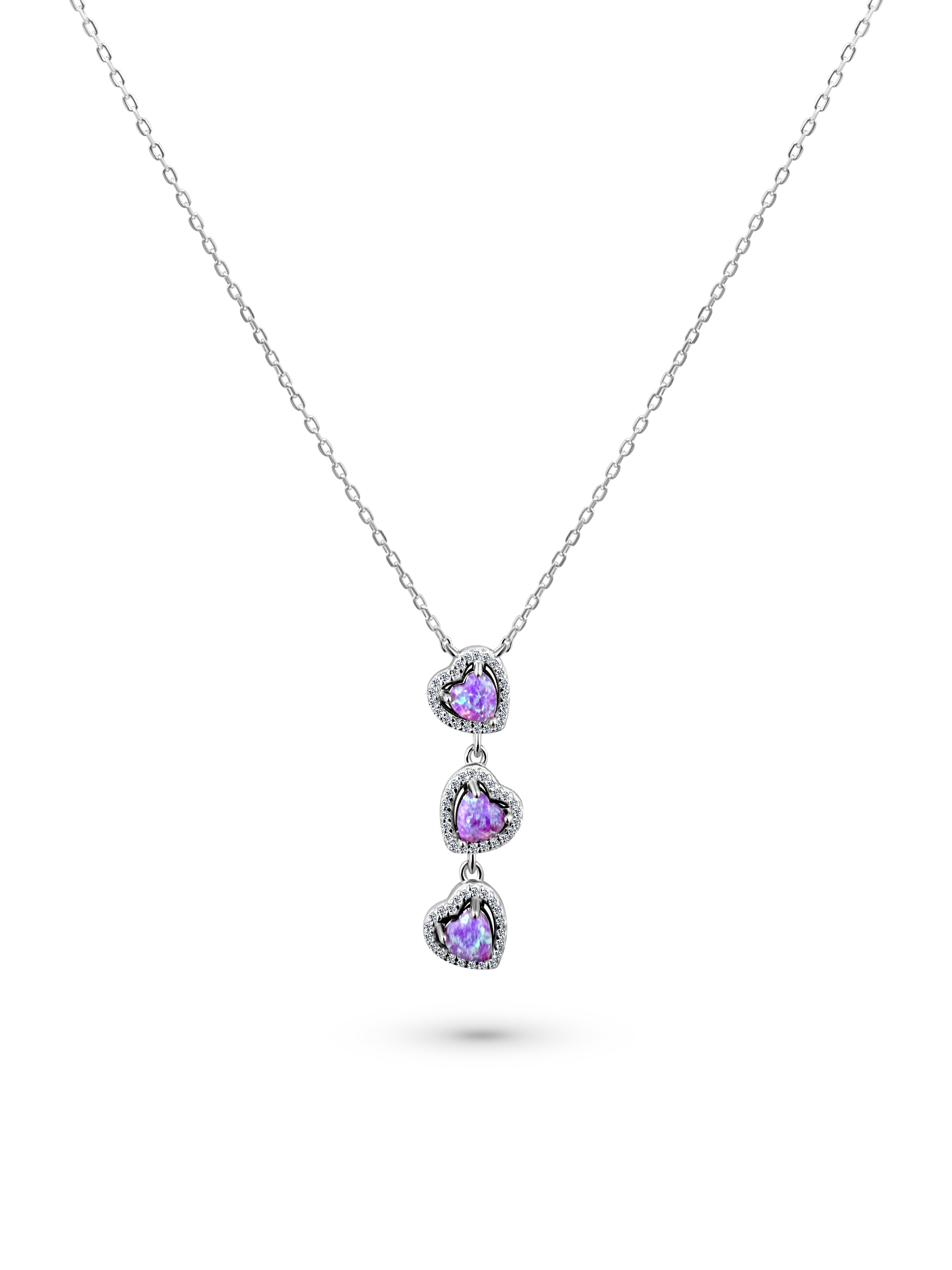 Pink Opal Love Heart Necklace