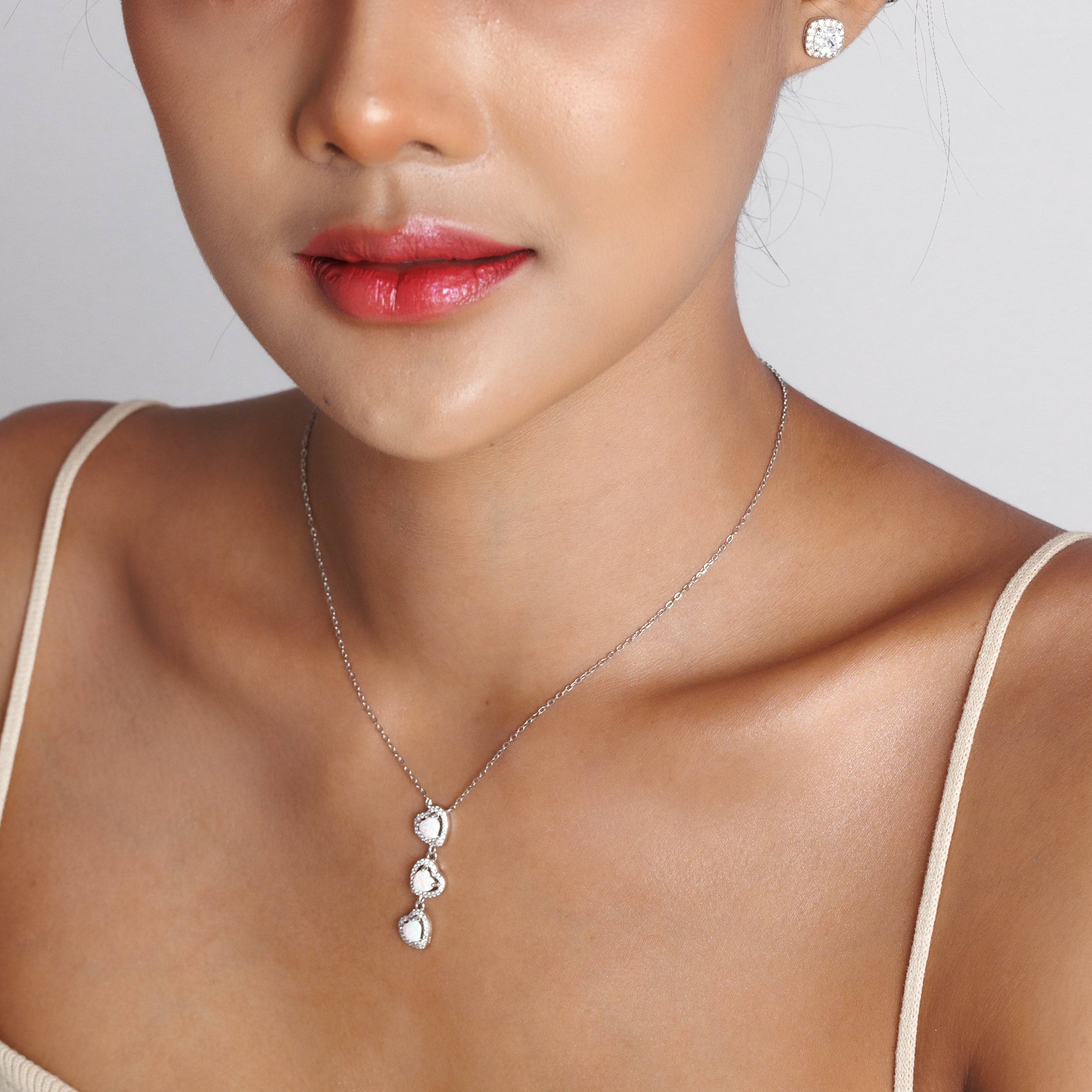 White Opal Love Heart Necklace