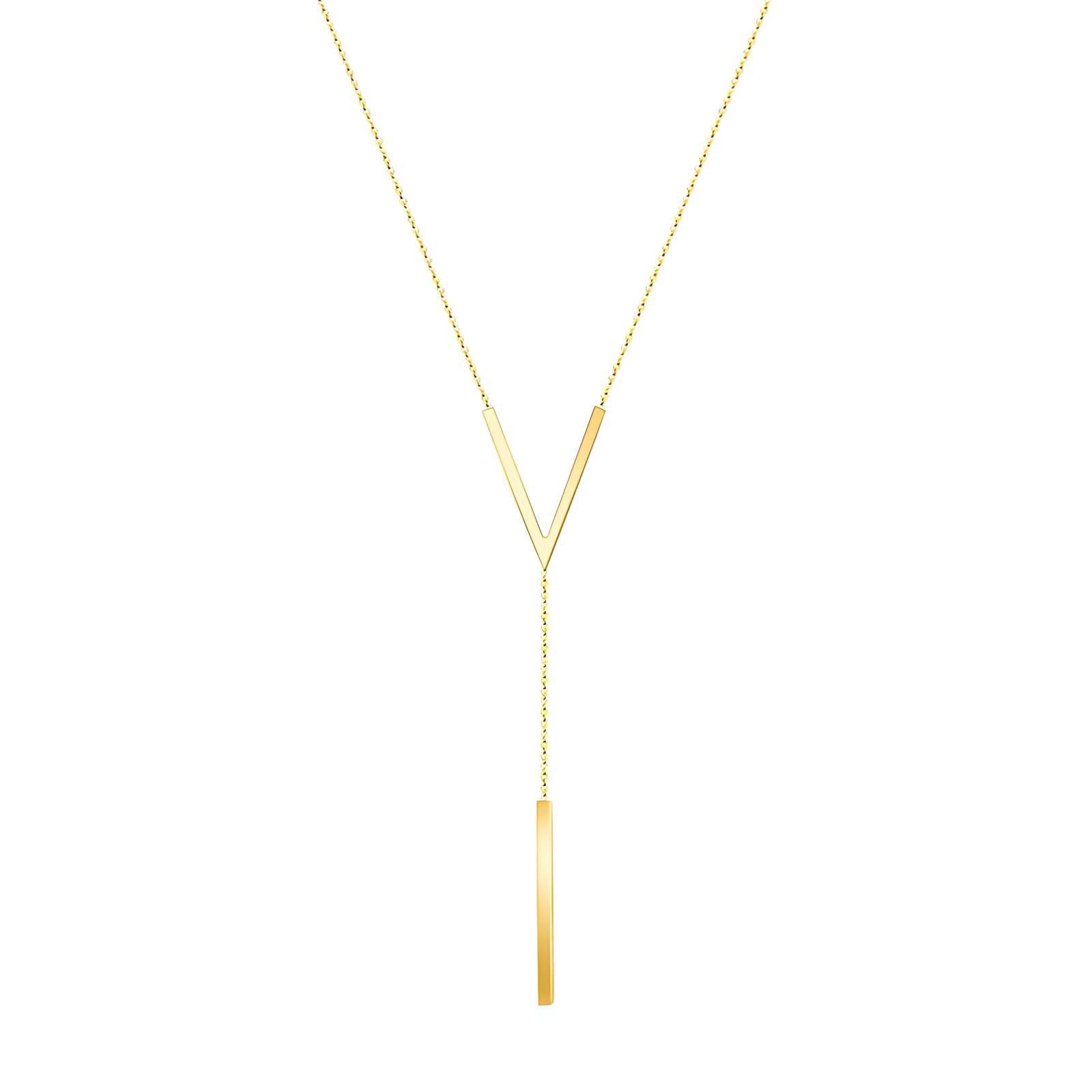 Gold V Lariat Necklace
