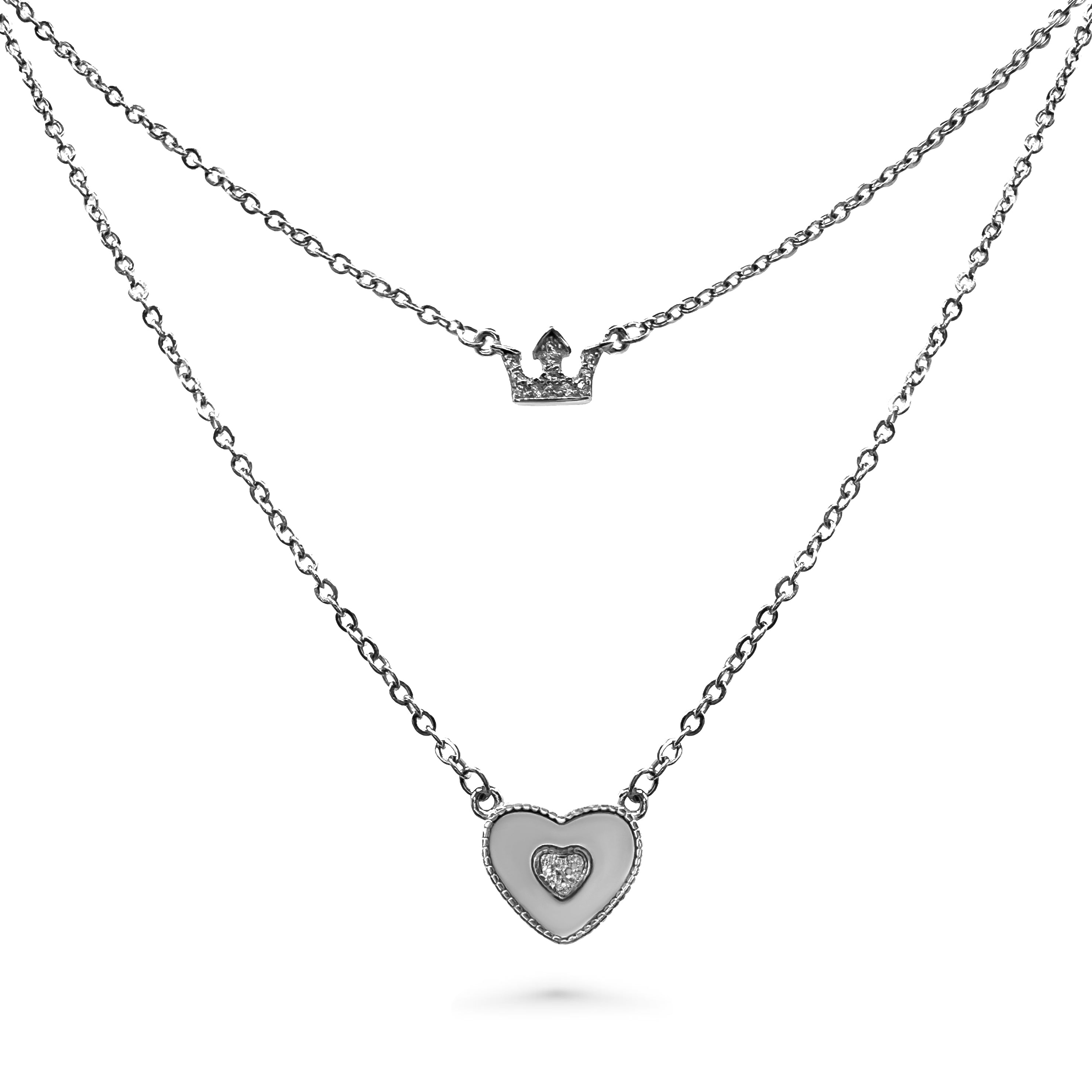 Crown & Heart Layered Necklace