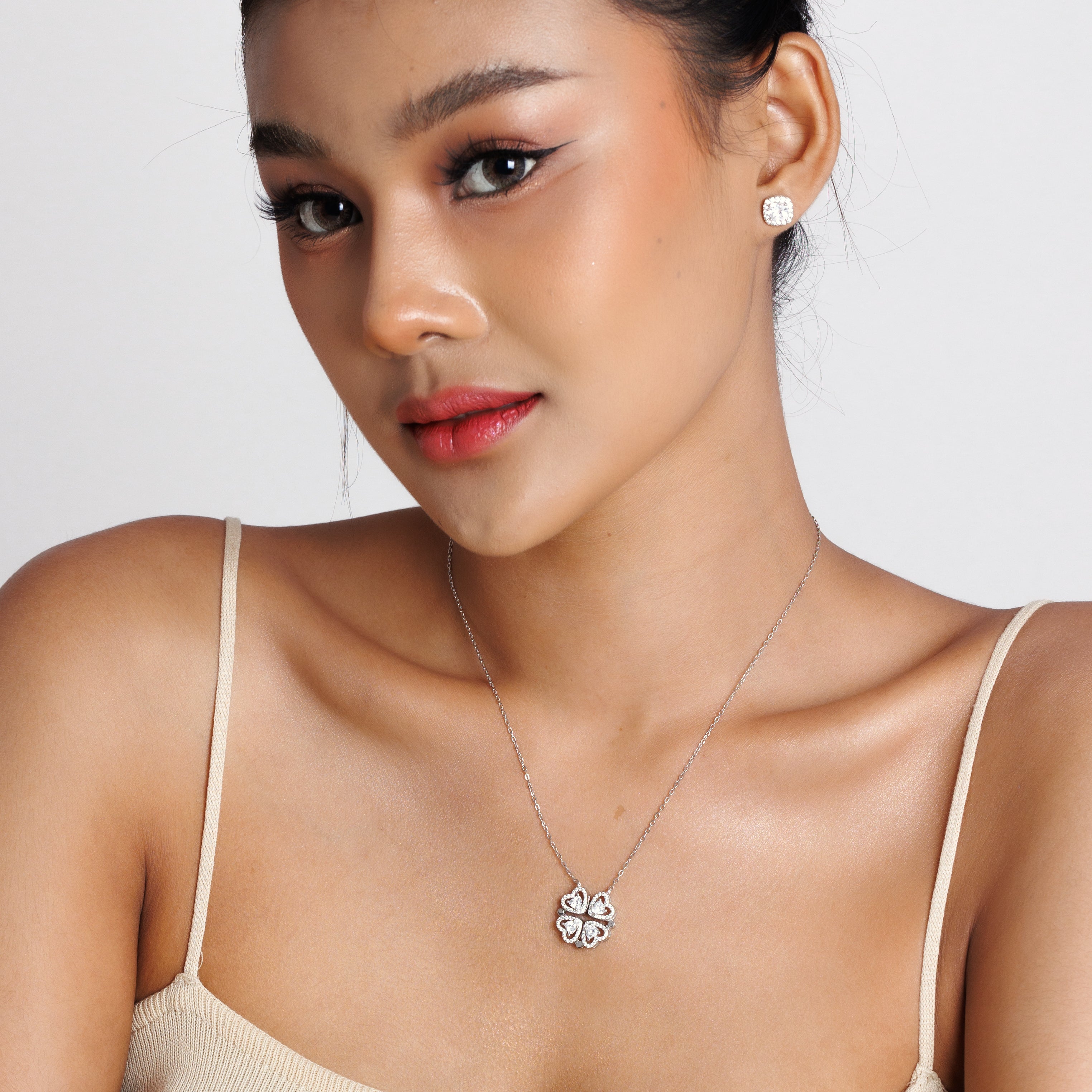 Four Leaf Heart Clover Necklace