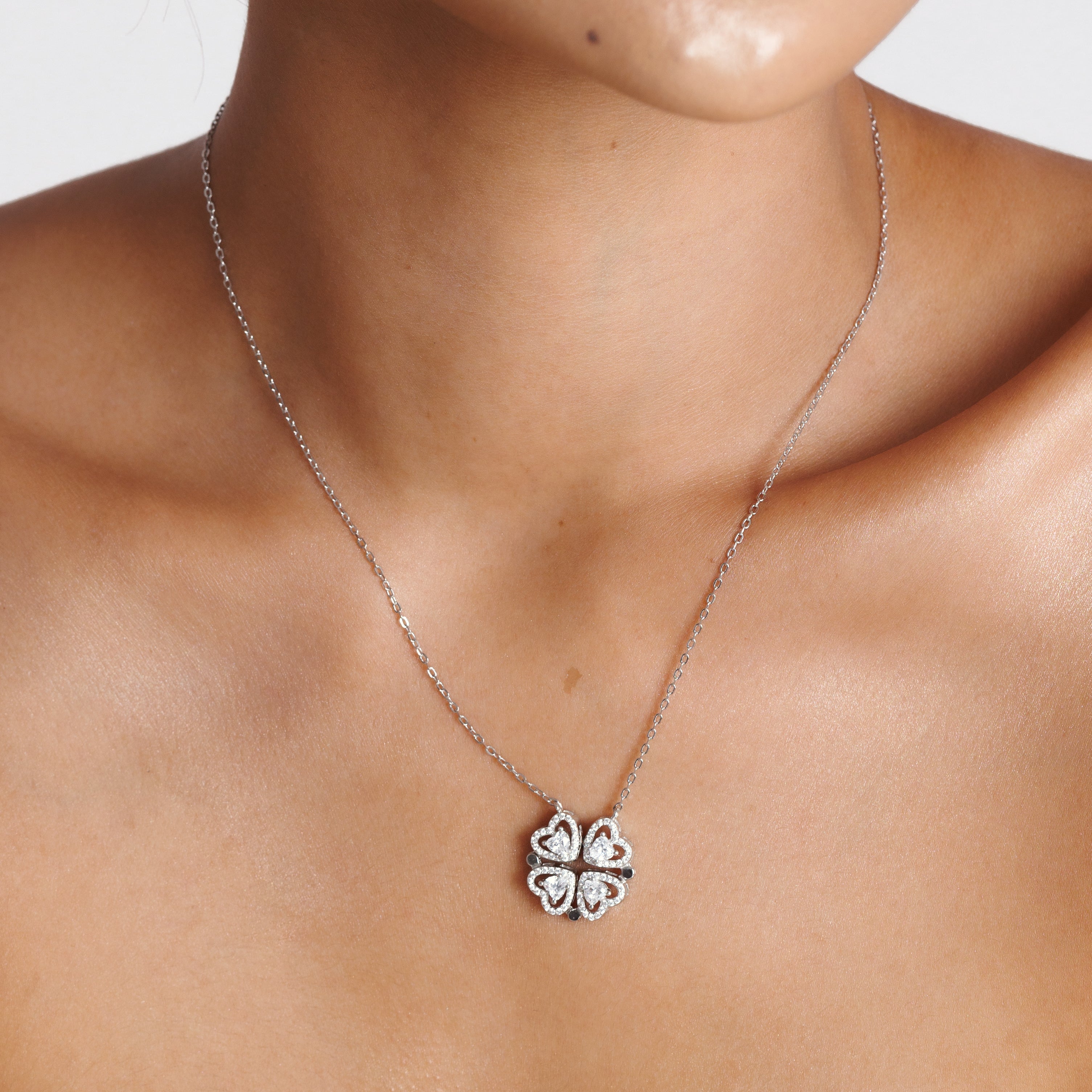 Four Leaf Heart Clover Necklace