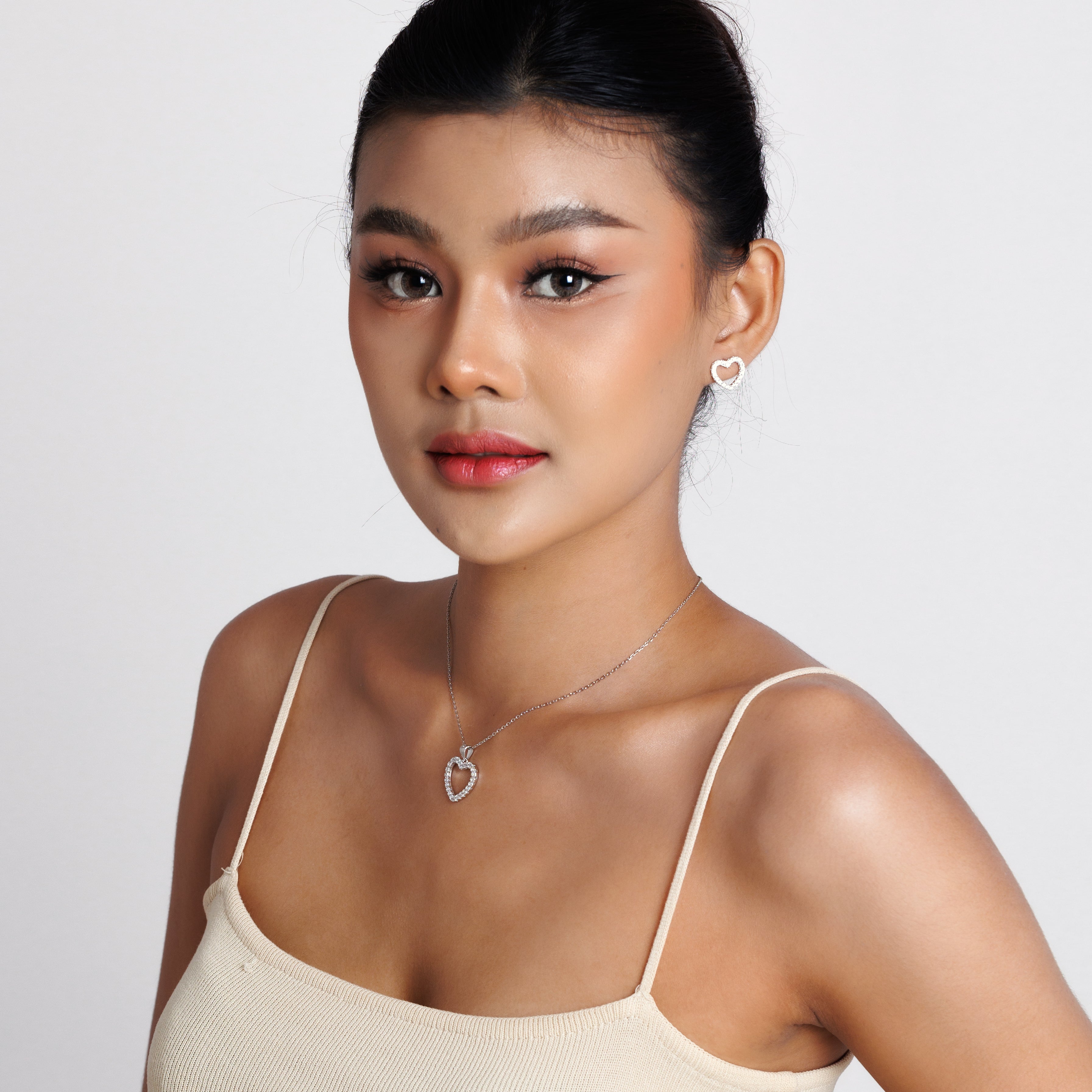 Open Heart Necklace & Earring Set