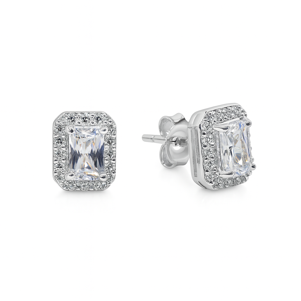 Rectangle Diamond Earrings